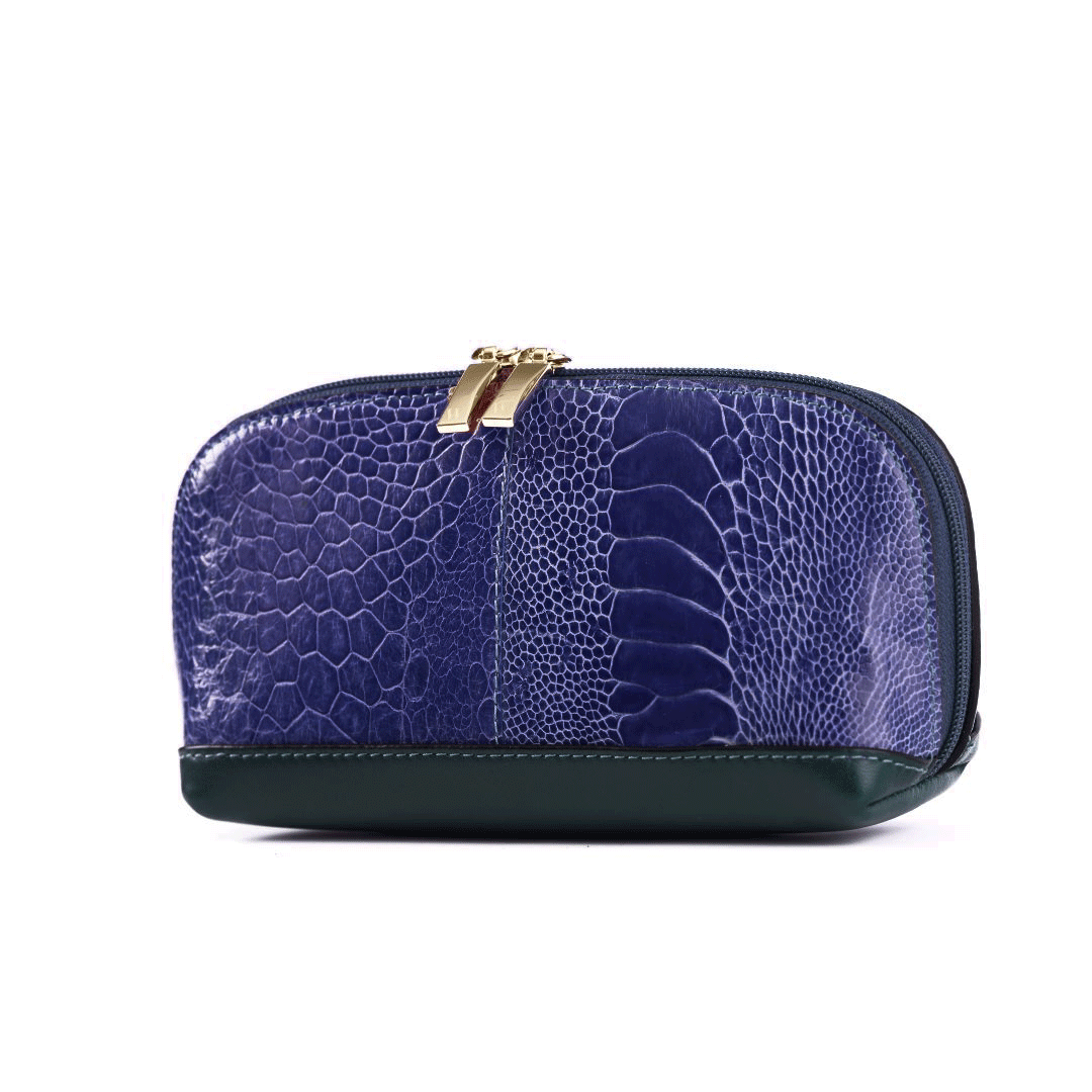 California - Ostrich Leather Cosmetic Pouch