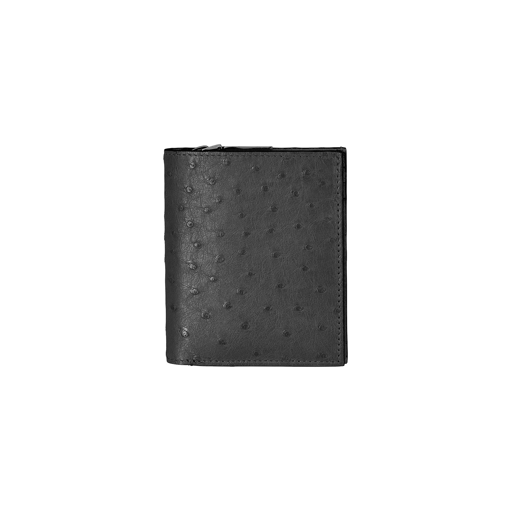Black textured wallet on a white background