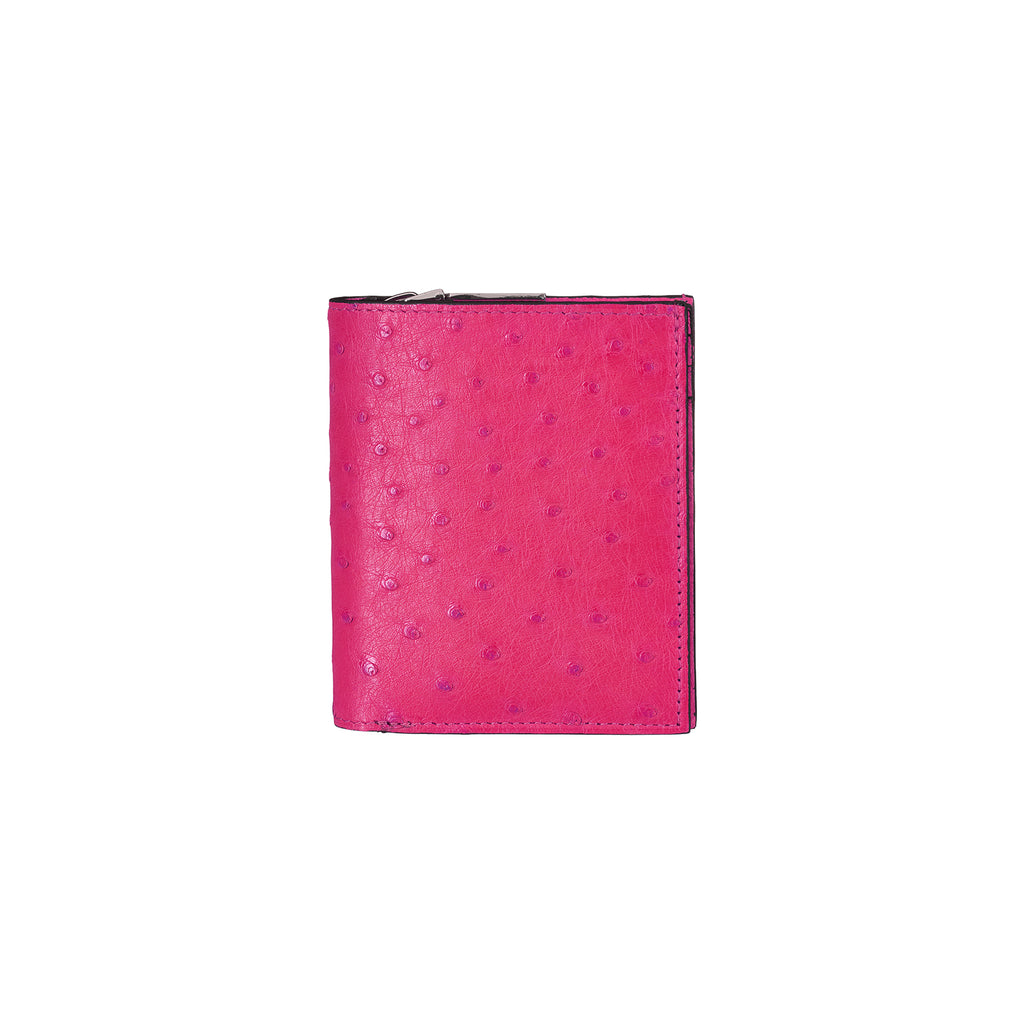 Pink textured wallet on a white background