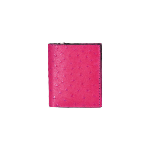 Pink textured wallet on a white background