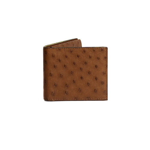 A brown wallet with a minimalist design, featuring a dedicated compartment for cash, card holders, and slip pockets.