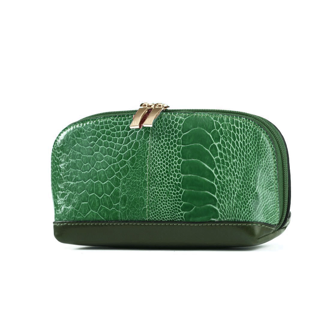 California - Ostrich Leather Cosmetic Pouch