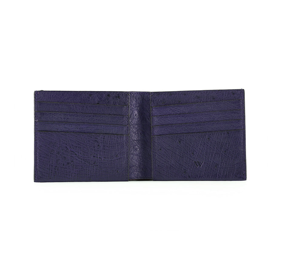 Navy blue textured wallet on a white background