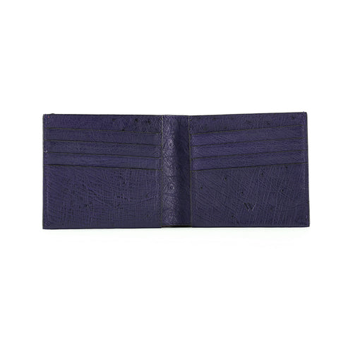 Navy blue textured wallet on a white background