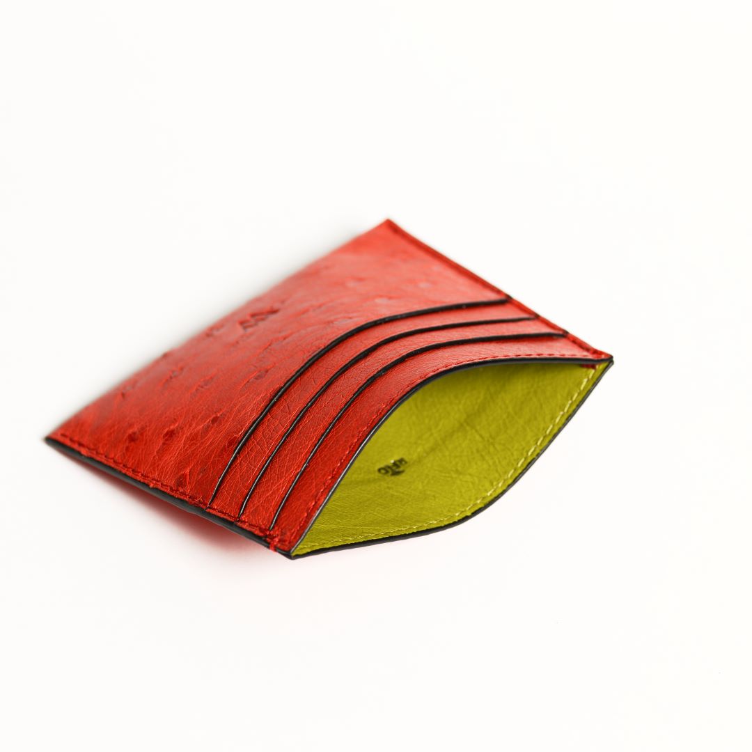 Florida — Orange African Ostrich Quill Leather Card Holder