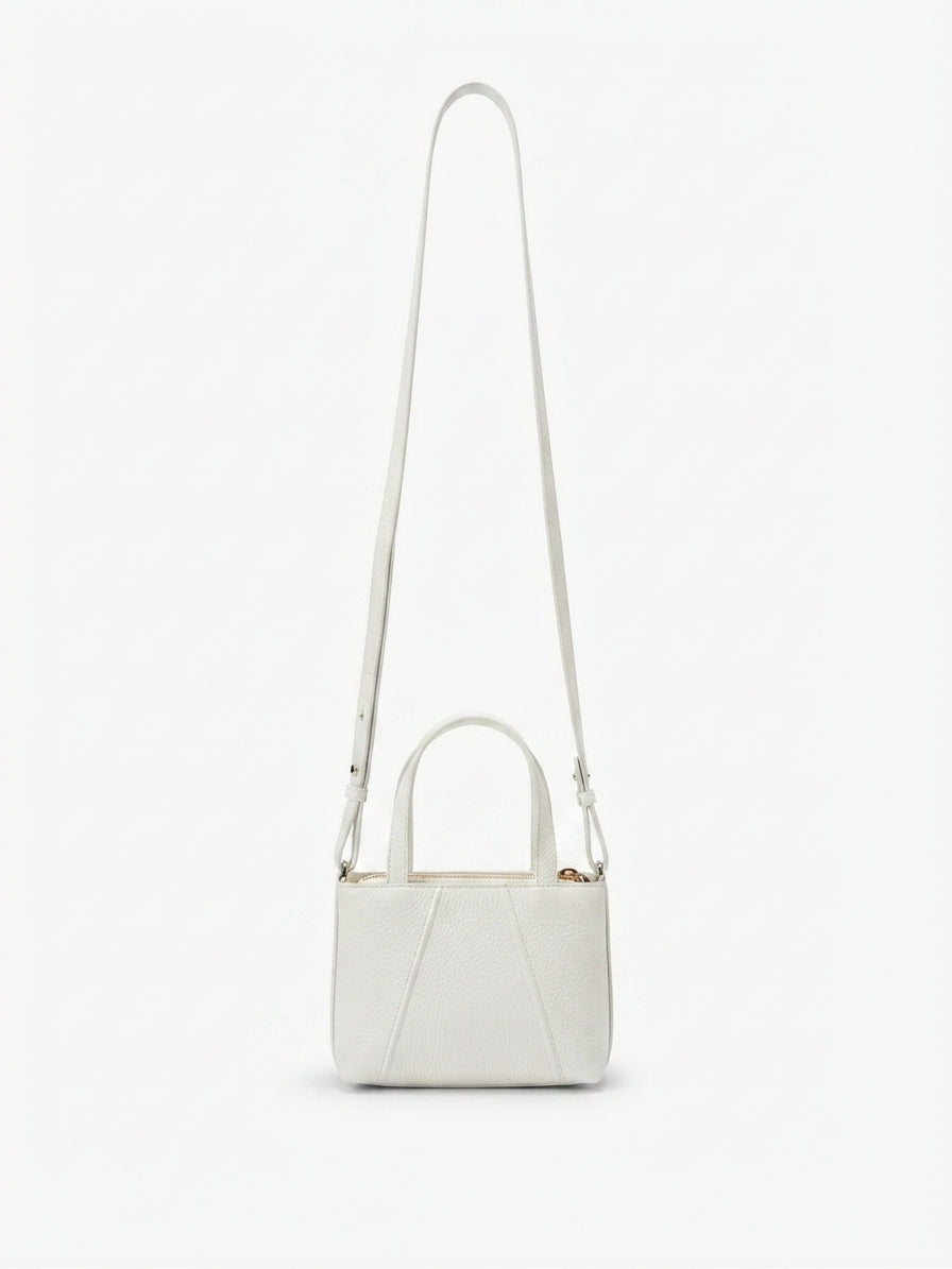 Lily — White African Ostrich Leg Leather Shoulder Bag