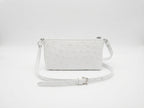Los Angeles — White African Ostrich Leather Crossbody Purse with Adjustable Strap