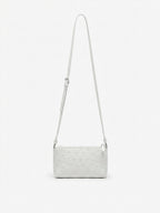Los Angeles — White African Ostrich Leather Crossbody Purse with Adjustable Strap