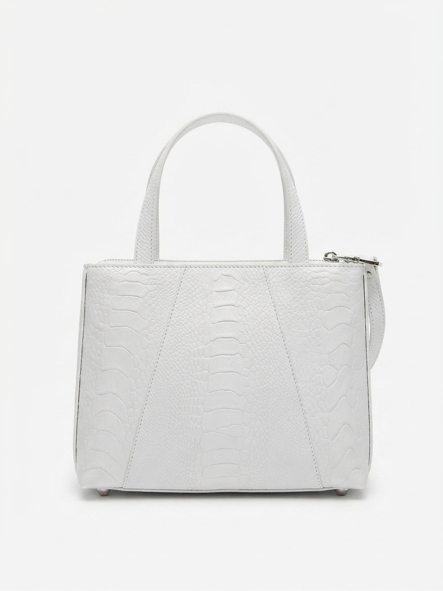Lily — White African Ostrich Leg Leather Shoulder Bag