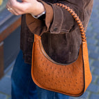 Banina - Brown African Ostrich Leather Shoulder Bag