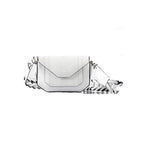 Lee — White African Ostrich Leg Leather Shoulder Bag with Adjustable Strap
