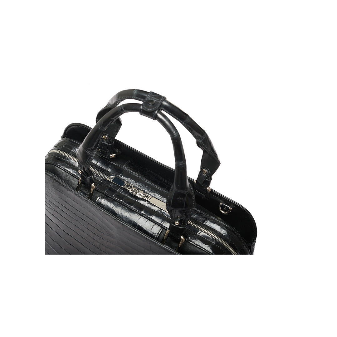 Lexington — Black Nile Crocodile Leather Business Bag