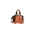 A luxury handbag made of ostrich leg leather in a brown color, featuring two handles and a detachable strap.