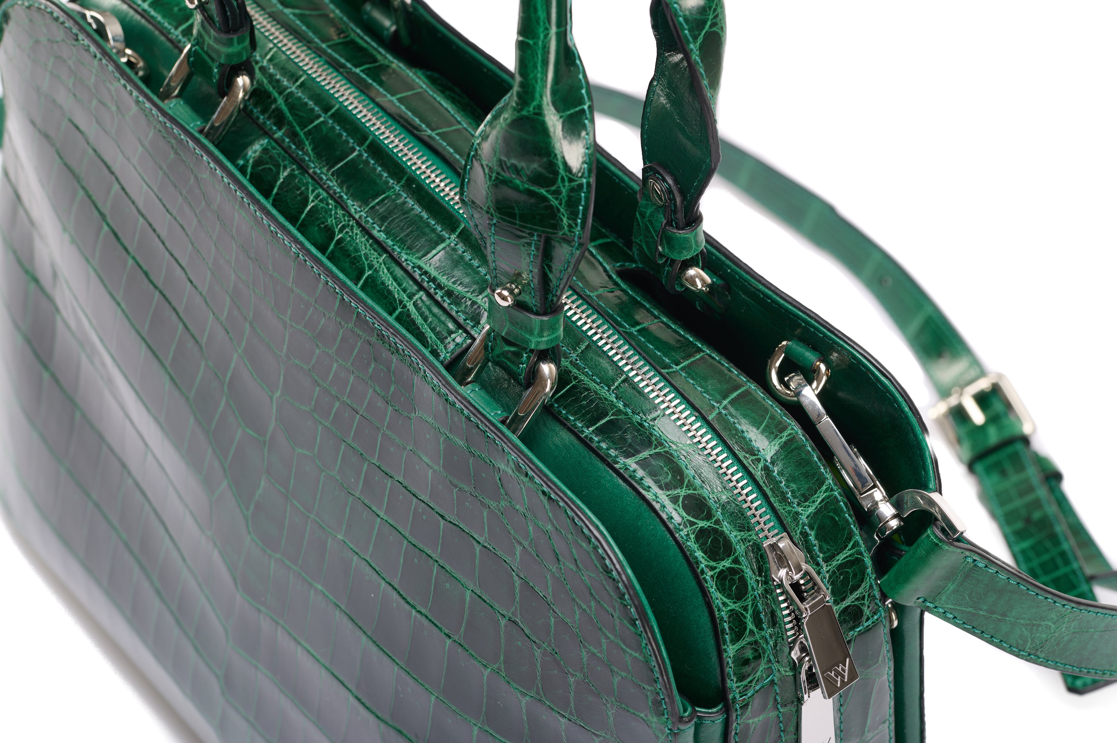 Lexington — Green Nile Crocodile Leather Business Bag