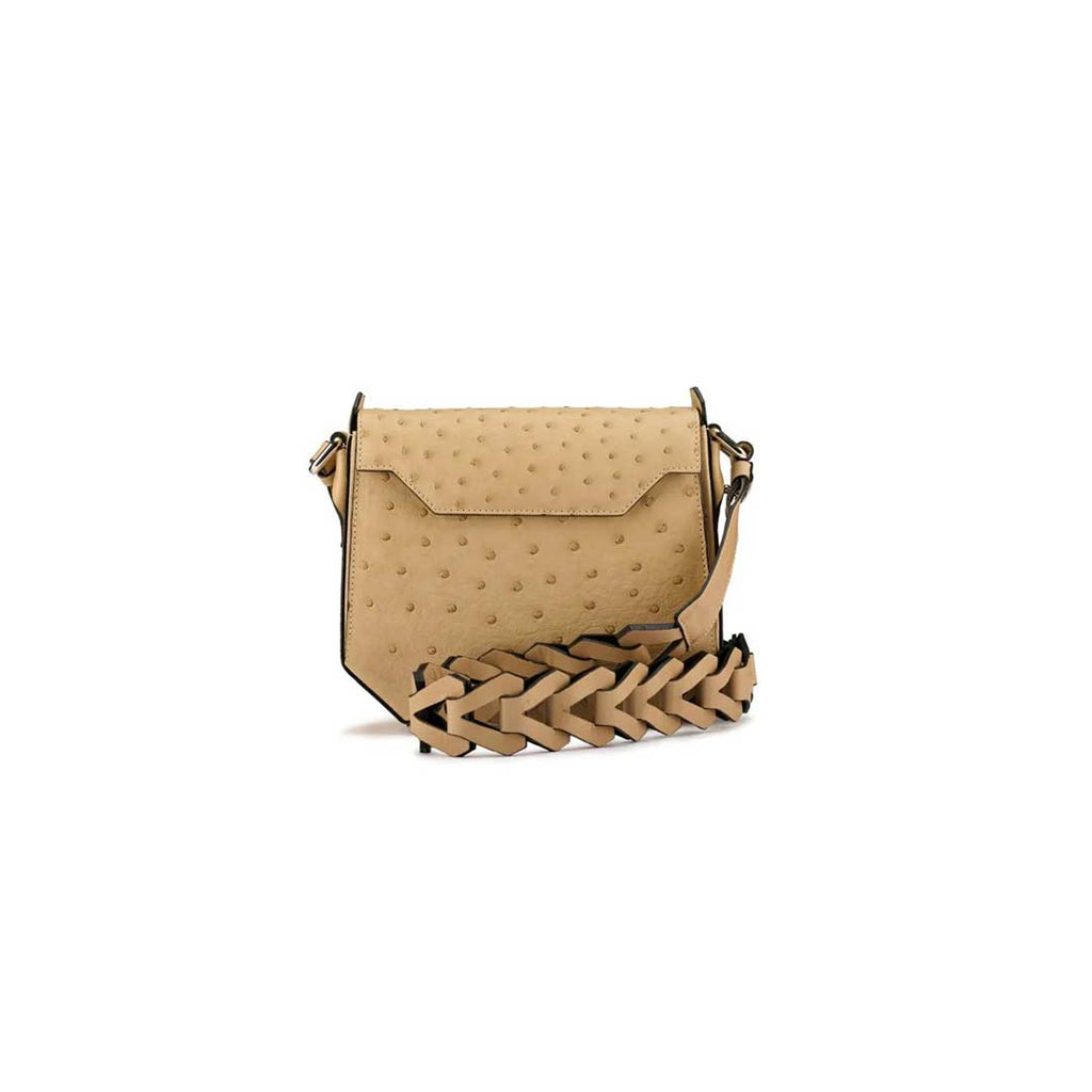 Lia — Beige African Ostrich Leather Shoulder Bag