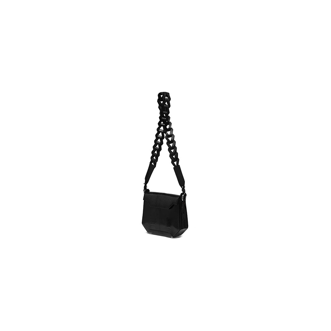 Lia — Black African Ostrich Leather Shoulder Bag