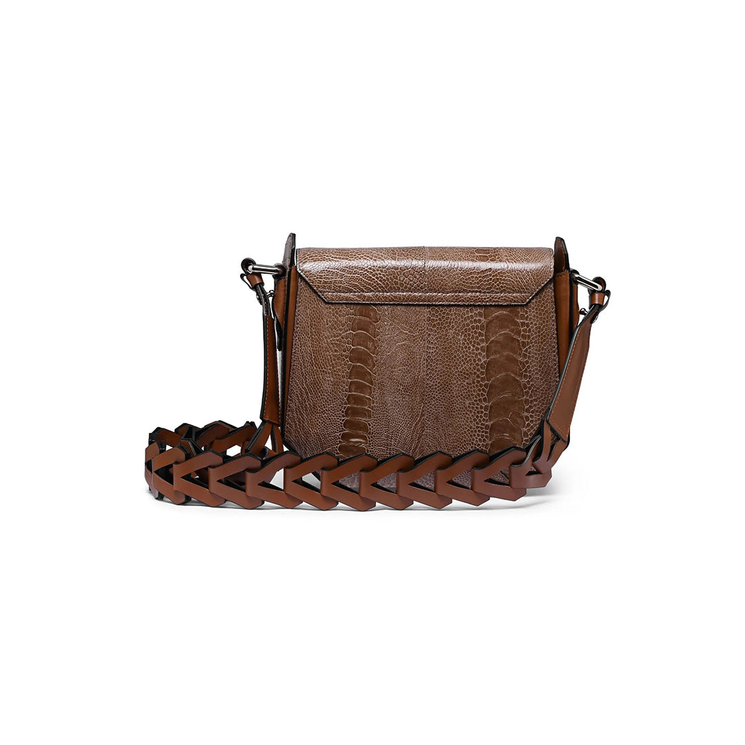 Lia — Brown African Ostrich Leather Shoulder Bag