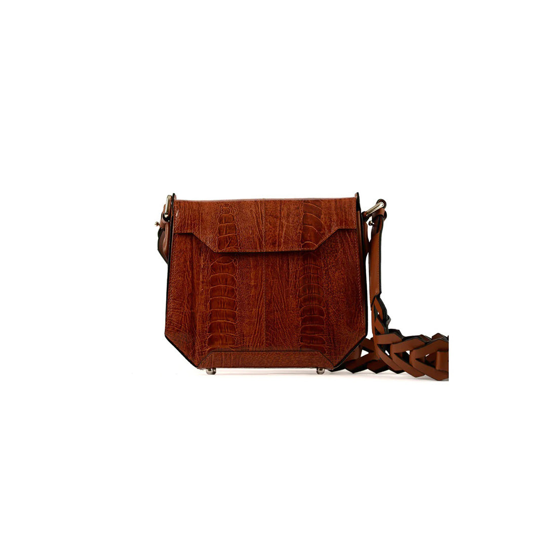 Lia —  Brown African Ostrich Leather Shoulder Bag