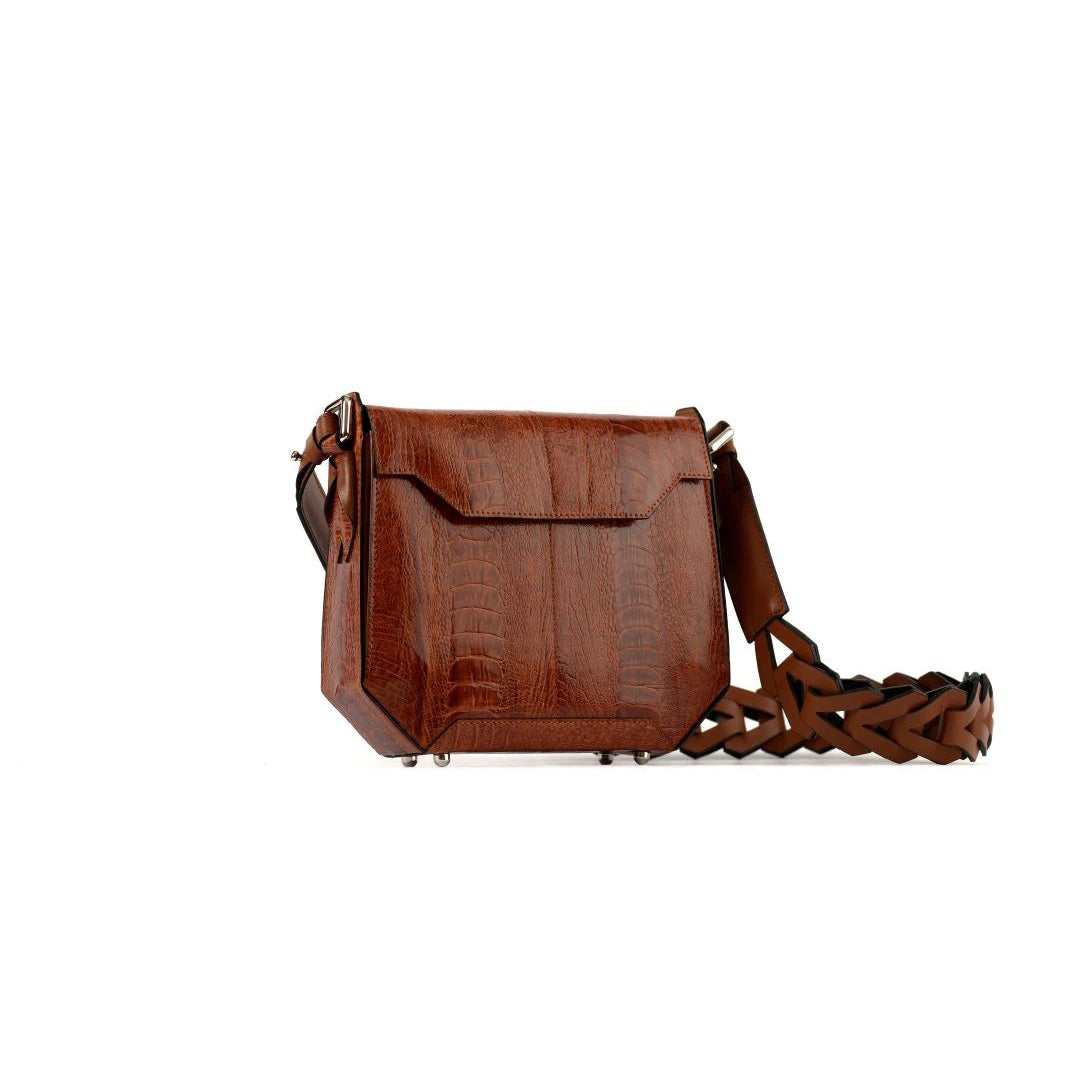 Lia —  Brown African Ostrich Leather Shoulder Bag