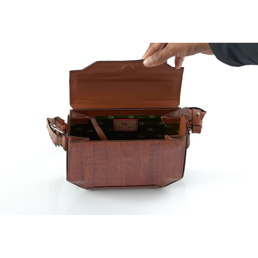 Lia —  Brown African Ostrich Leather Shoulder Bag