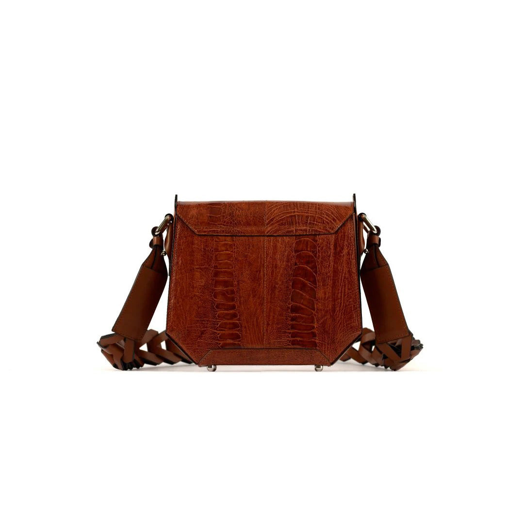 Lia —  Brown African Ostrich Leather Shoulder Bag