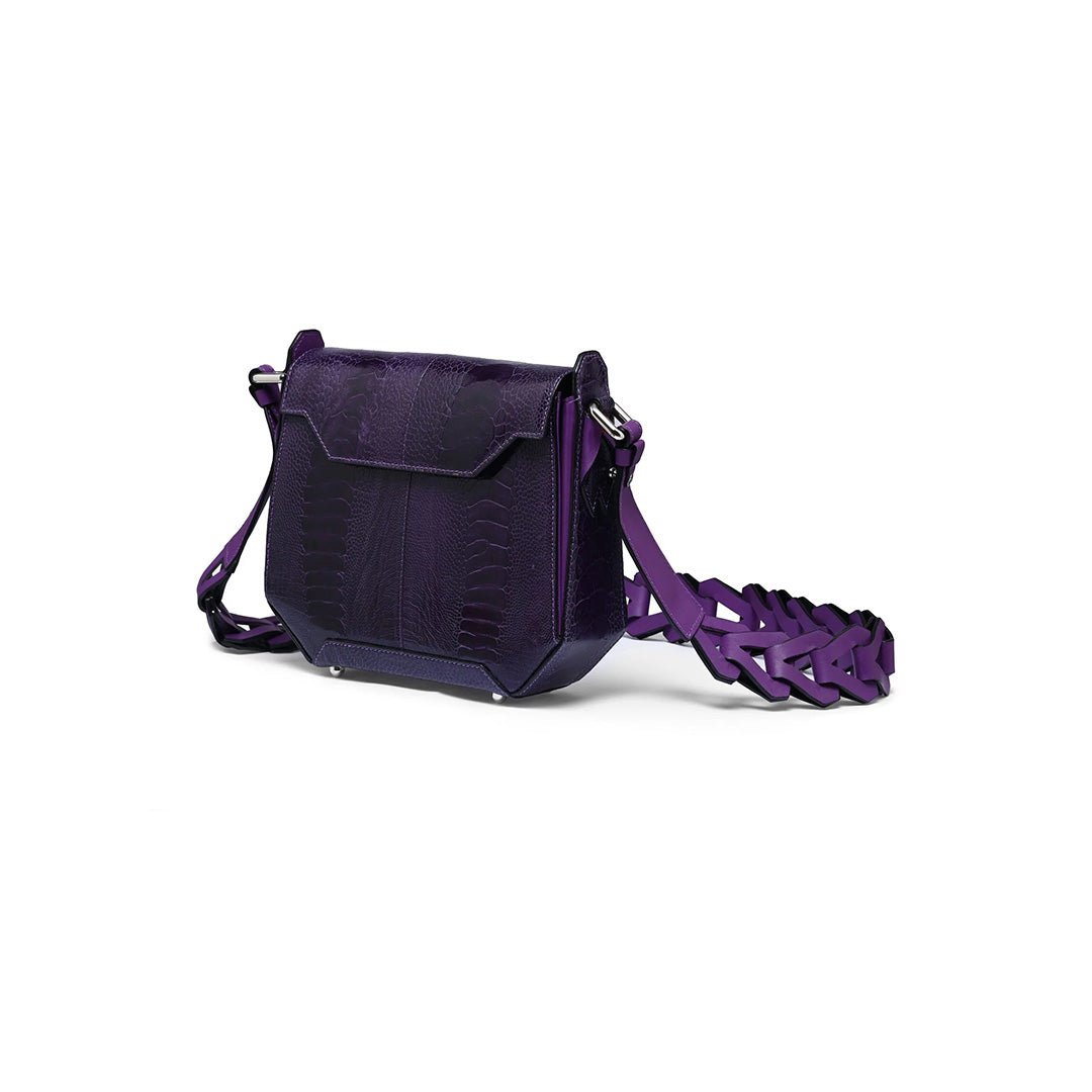 Lia — Purple African Ostrich Leather Shoulder Bag