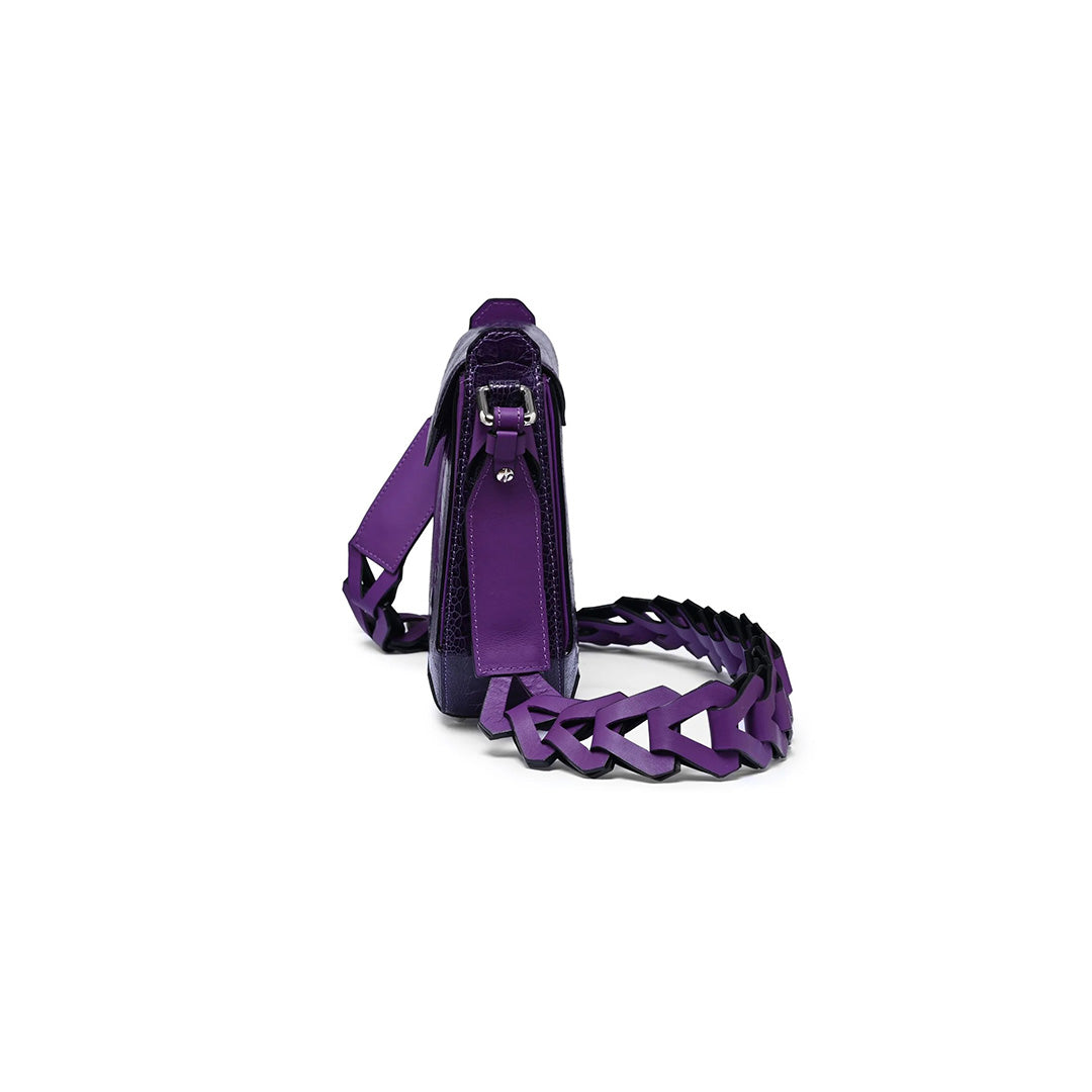 Lia — Purple African Ostrich Leather Shoulder Bag