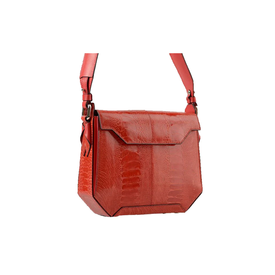 Lia — Red African Ostrich Leather Shoulder Bag