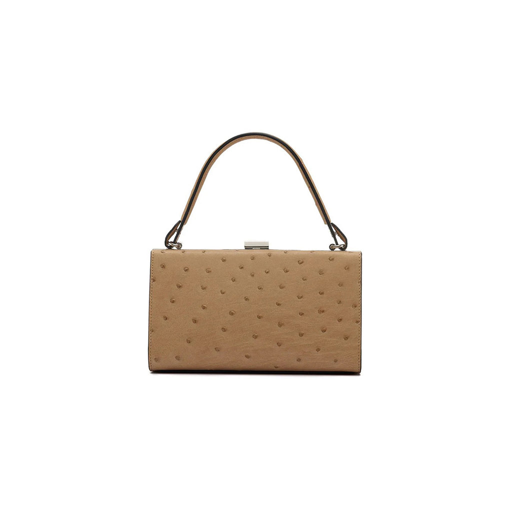 Libby — Beige African Ostrich Leather Evening Bag