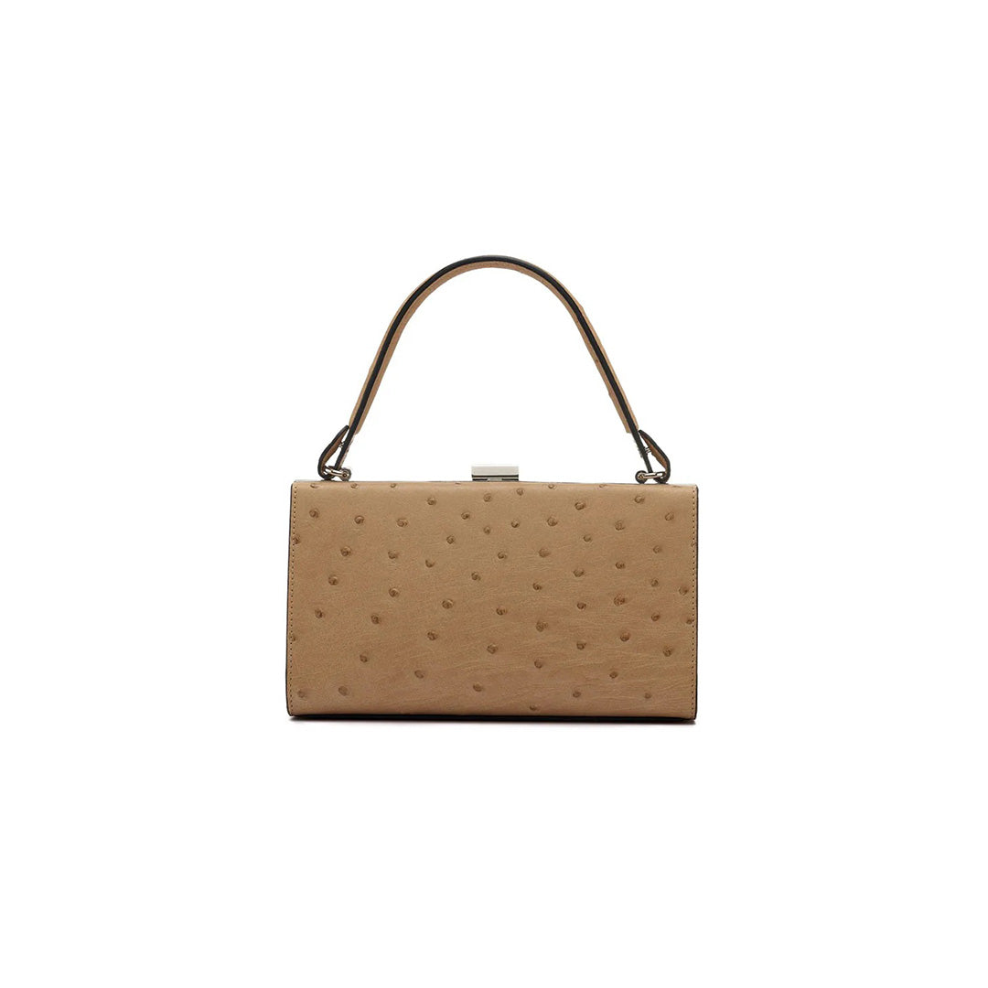Libby — Beige African Ostrich Leather Evening Bag