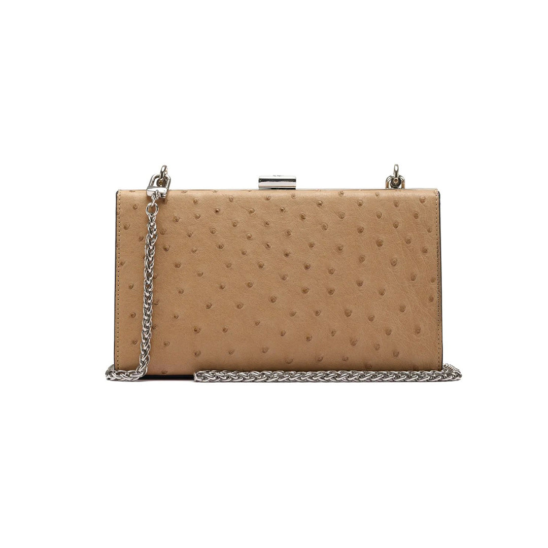 Libby — Beige African Ostrich Leather Evening Bag