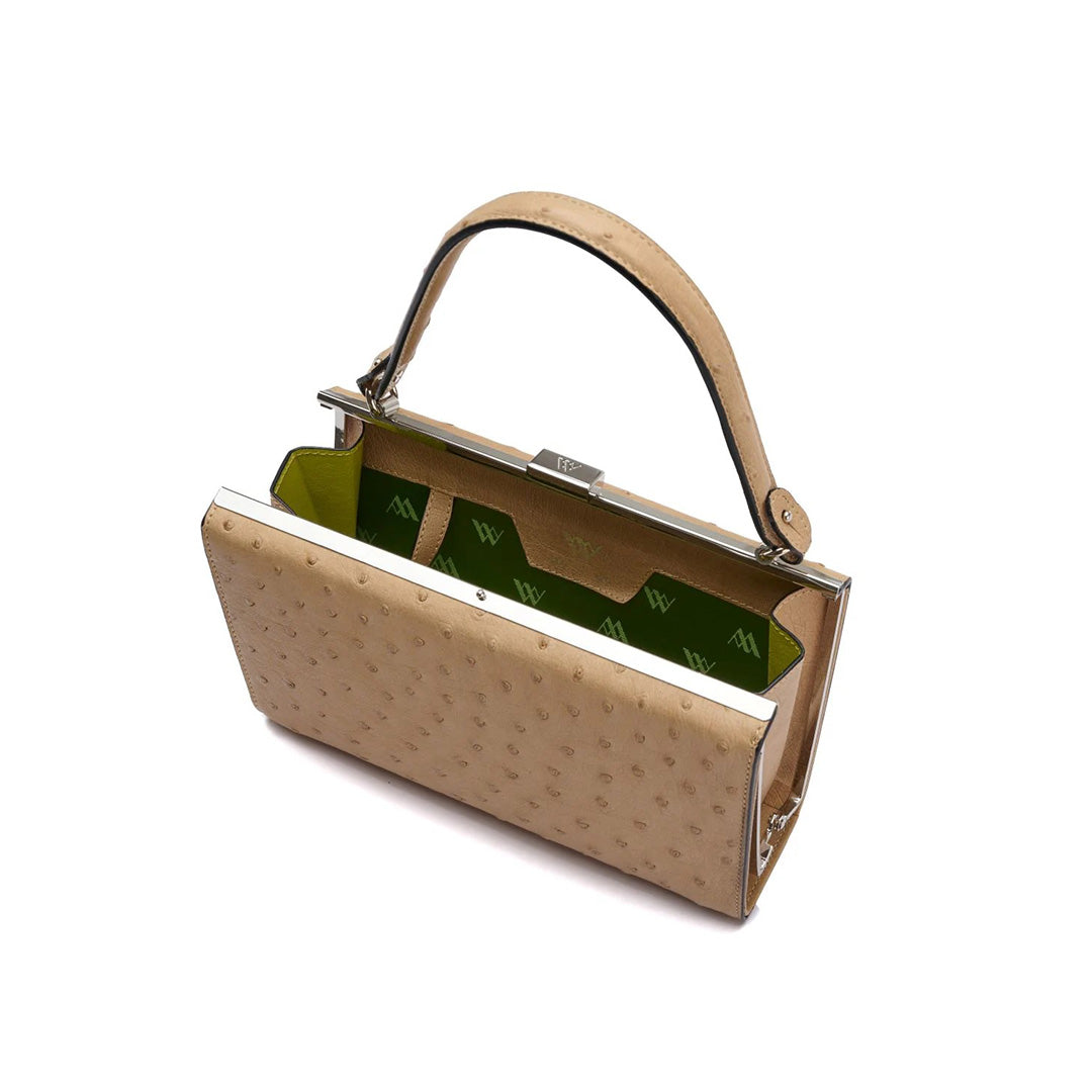 Libby — Beige African Ostrich Leather Evening Bag