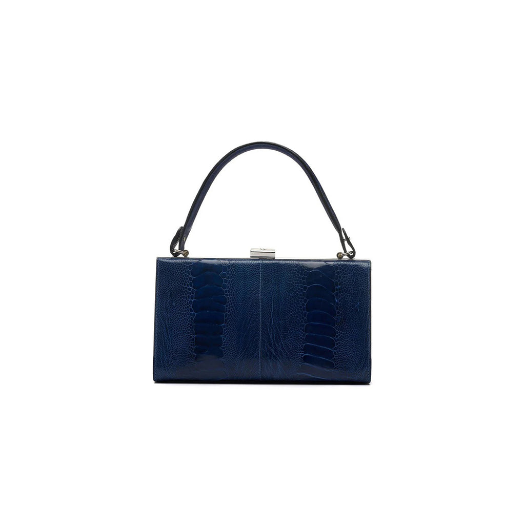 Libby — Blue African Ostrich Leather Evening Bag