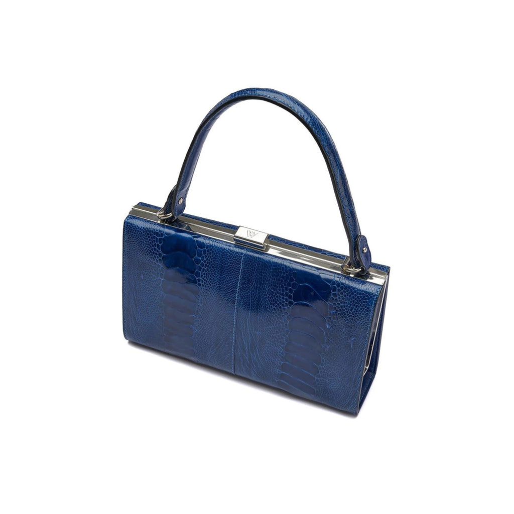 Libby — Blue African Ostrich Leather Evening Bag