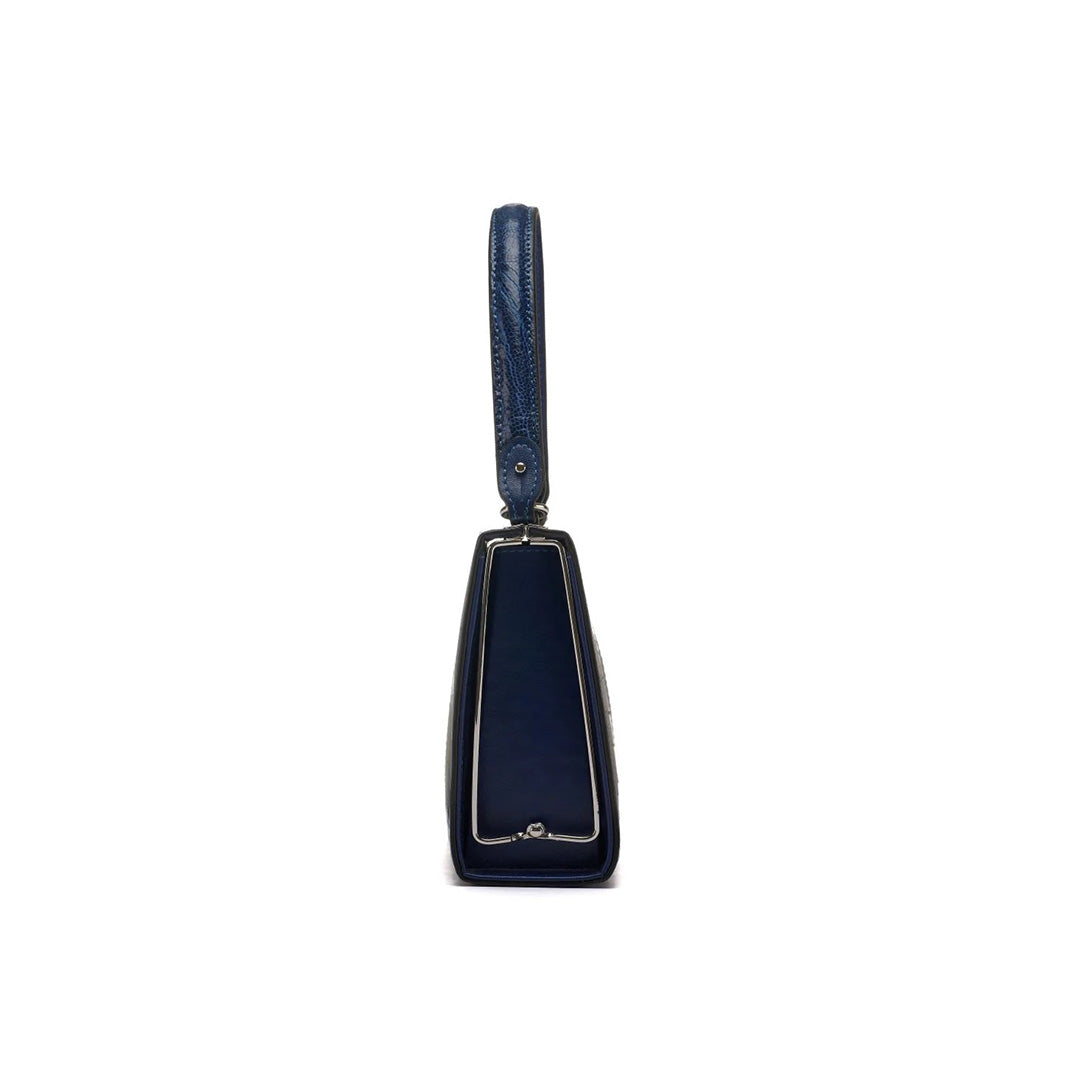 Libby — Blue African Ostrich Leather Evening Bag