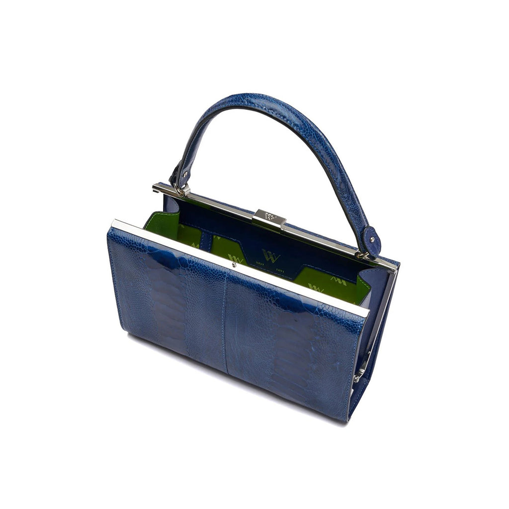 Libby — Blue African Ostrich Leather Evening Bag