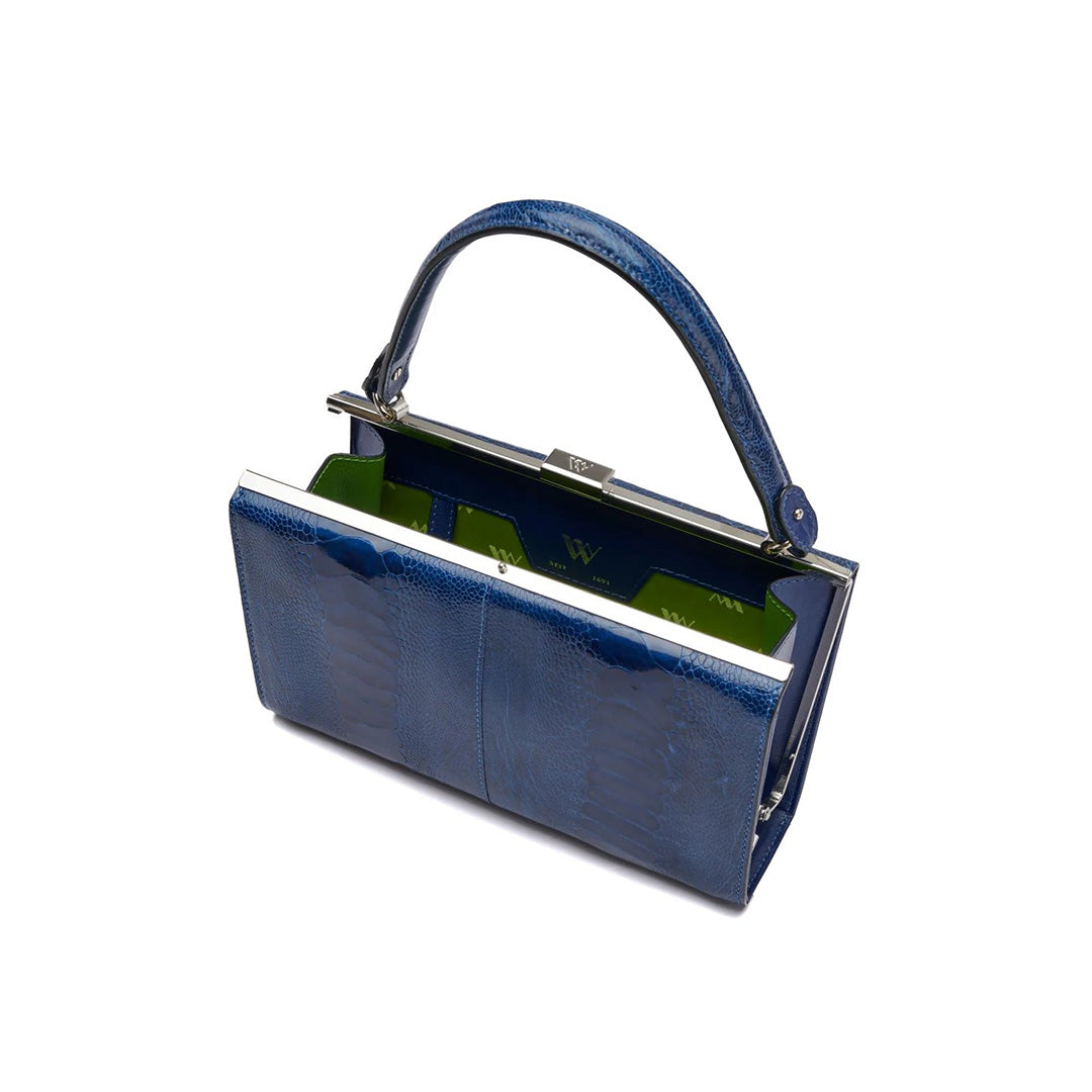 Libby — Blue African Ostrich Leather Evening Bag