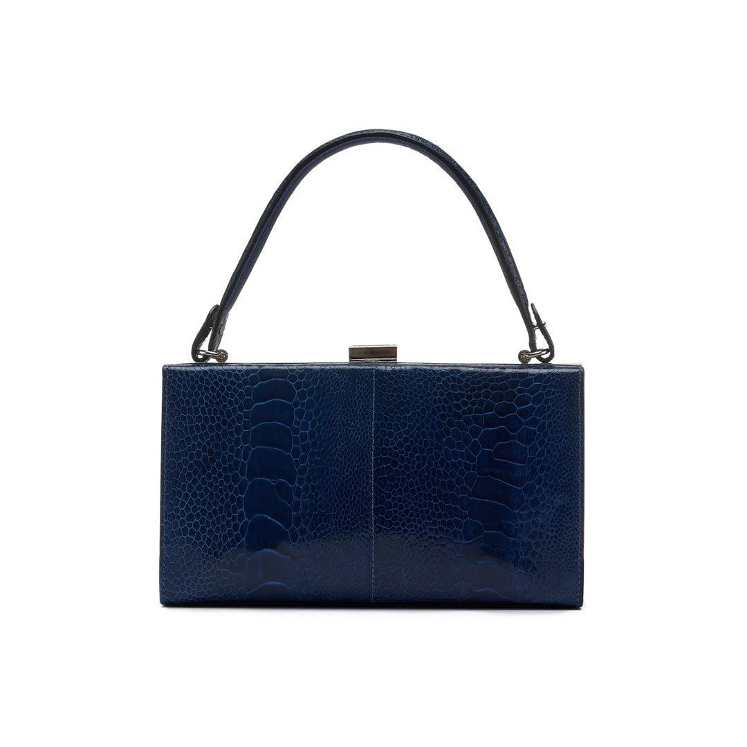 Libby — Blue African Ostrich Leather Evening Bag