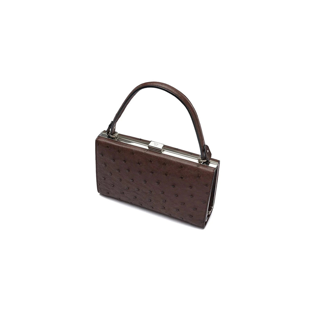 Libby — Dark Brown African Ostrich Leather Evening Bag
