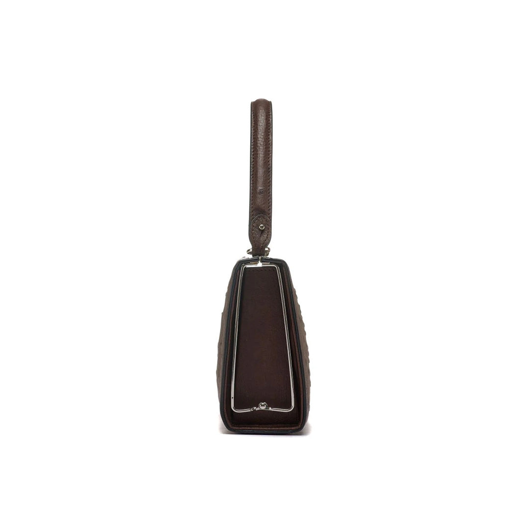 Libby — Dark Brown African Ostrich Leather Evening Bag