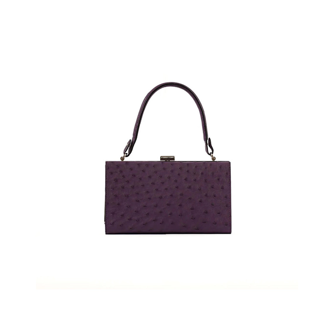 Libby — Purple African Ostrich Quill Leather Evening Bag