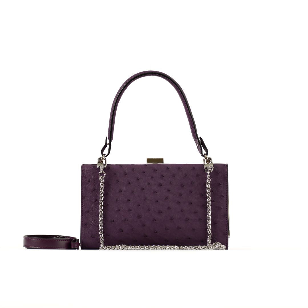 Libby — Purple African Ostrich Quill Leather Evening Bag