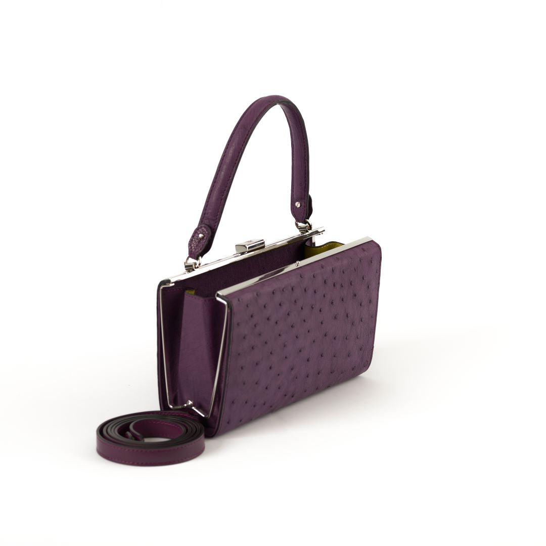 Libby — Purple African Ostrich Quill Leather Evening Bag