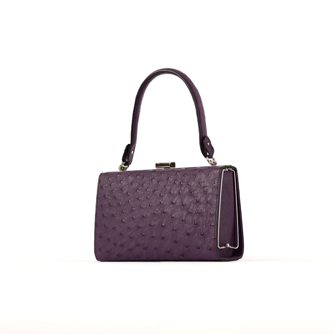 Libby — Purple African Ostrich Quill Leather Evening Bag
