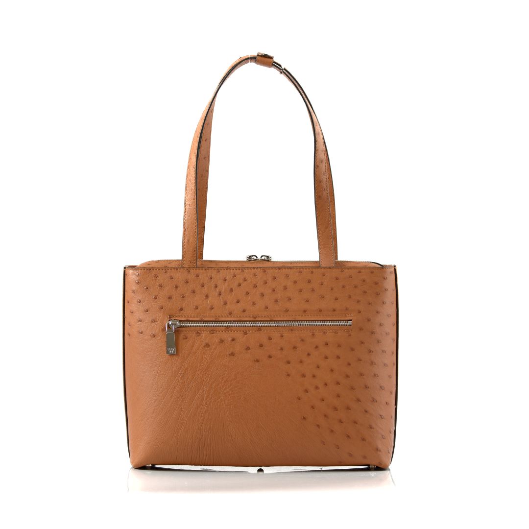 Lilibet — Brown African Ostrich Leather Tote Bag