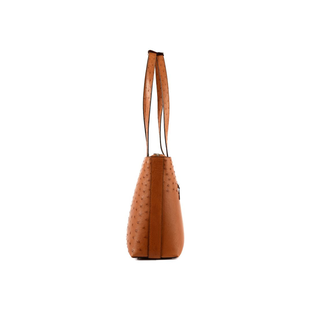 Lilibet — Brown African Ostrich Leather Tote Bag