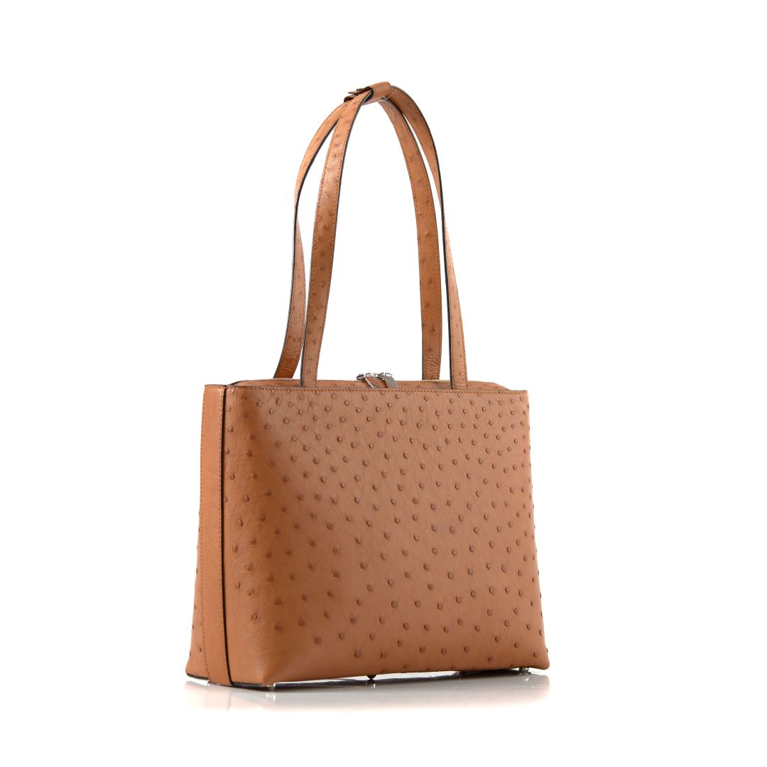Lilibet — Brown African Ostrich Leather Tote Bag