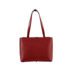 Red textured handbag on a white background