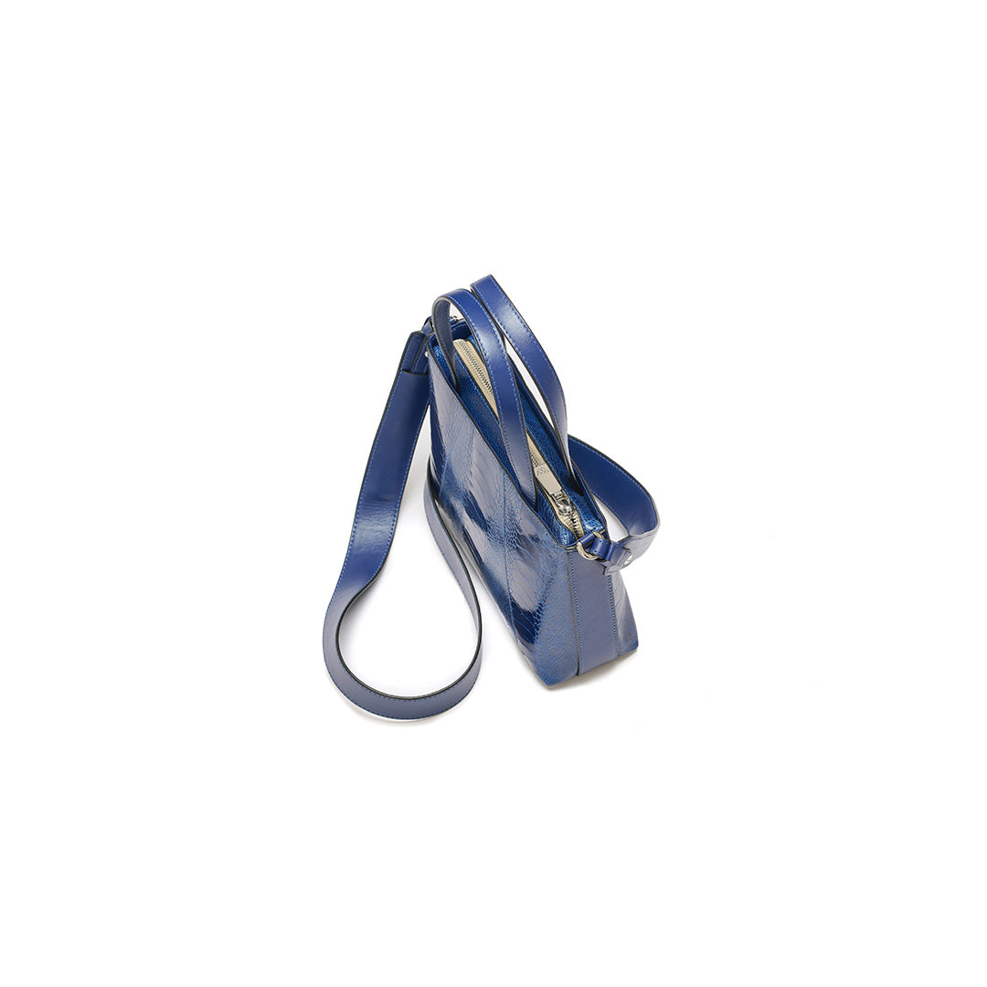 Lily — Blue African Ostrich Leather Shoulder Bag