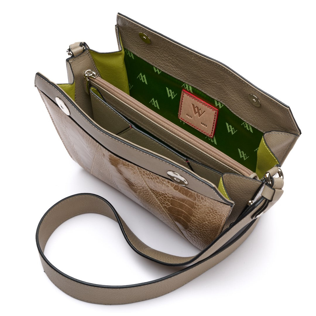 Lottie - Beige African Ostrich Leather Crossbody Bag